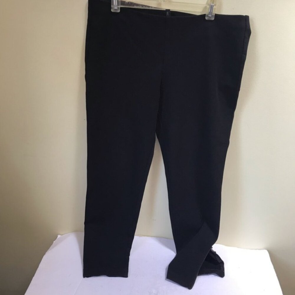 Eileen Fisher Zip Ankle Ponte PullOn Stretch Pants Minimalist Black Waist M PM - Picture 2 of 14